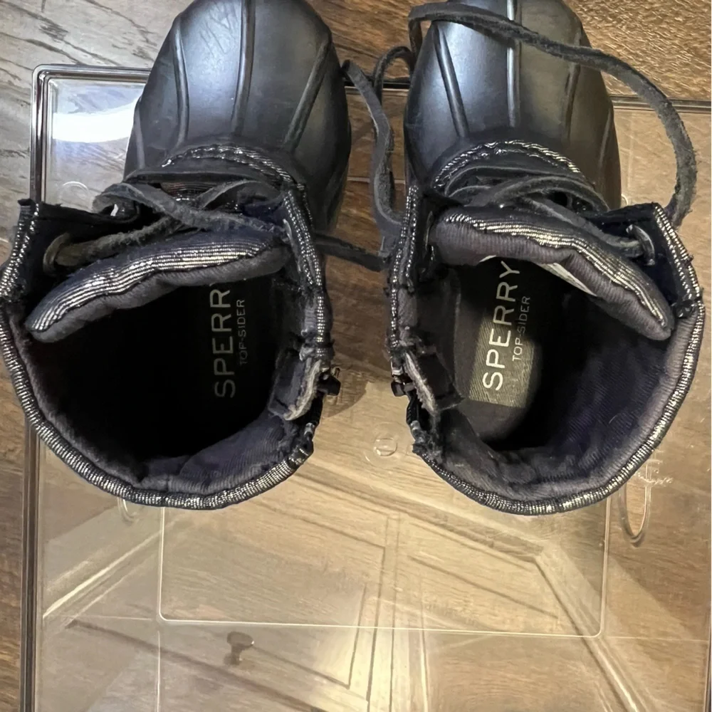 Sperry  Duck Rain Boots Size Girls 6 Color Blue Sparkle
